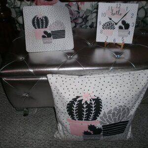 cactus set pillow cover, pad and clock